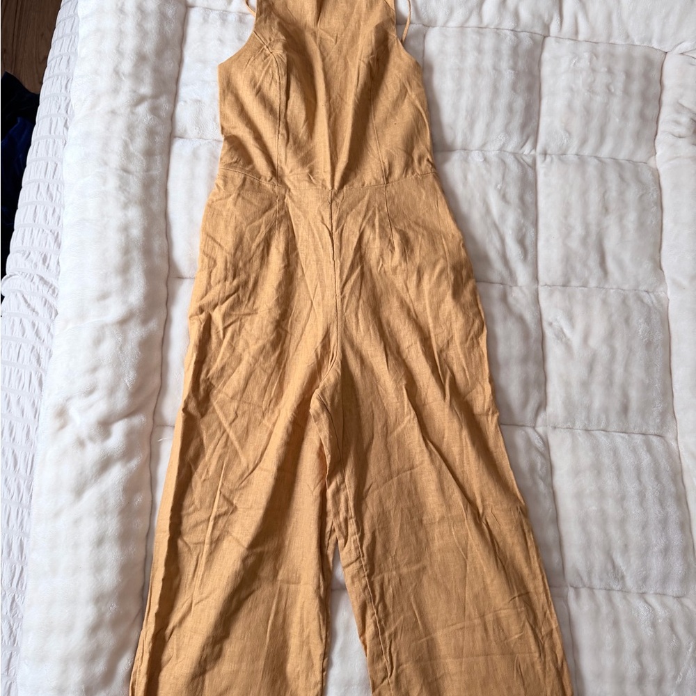 Abercrombie Mustard Sleeveless Linen Jumpsuit - Picture 3 of 3